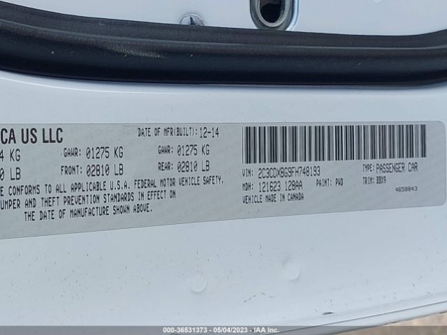2C3CDXBG9FH748193 Dodge Charger Se