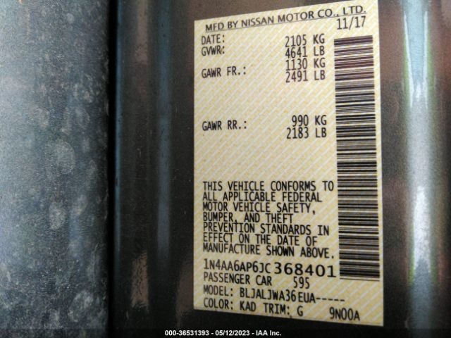 1N4AA6AP6JC368401 Nissan MAXIMA SV