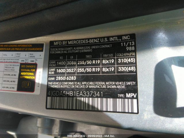 4JGDA5HB1EA337341 Mercedes-Benz M-class Ml 350