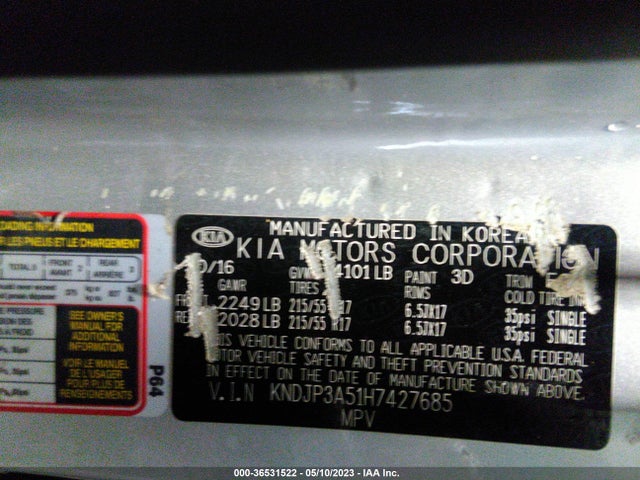 KIA SOUL + 2017 KNDJP3A51H7427685 Image 9