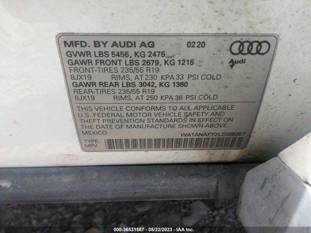 WA1ANAFY2L2068067 Audi Q5 Premium/titanium Premium
