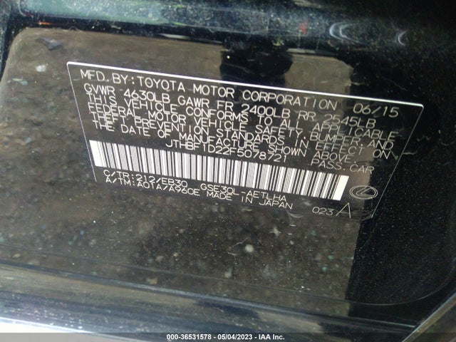 JTHBF1D22F5078721 Lexus IS 250