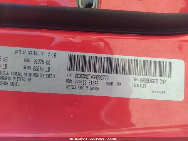 Dodge Charger Road/track 2016 2C3CDXCT4GH302773 Image 9