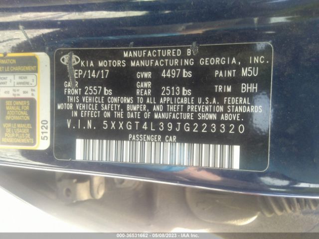 5XXGT4L39JG223320 KIA Optima Lx