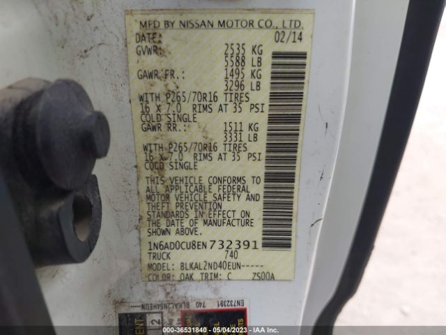 1N6AD0CU8EN732391 Nissan Frontier Sv