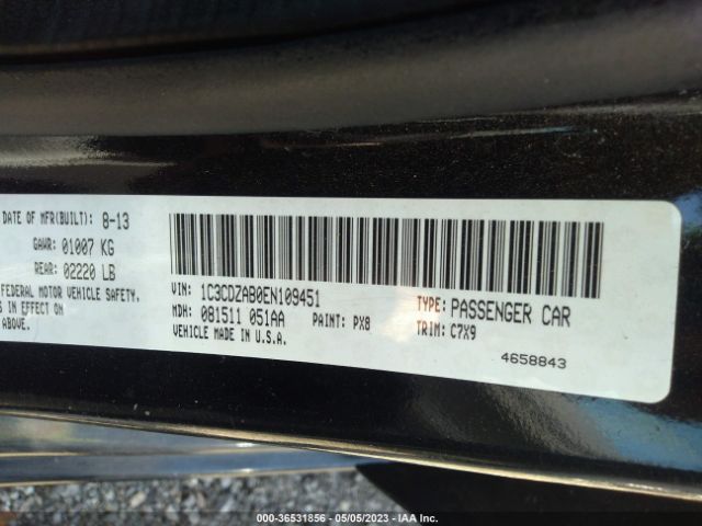 1C3CDZAB0EN109451 Dodge AVENGER SE