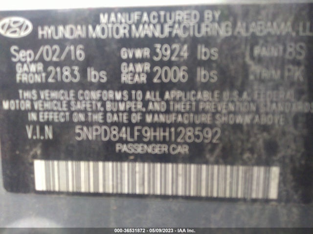 Hyundai ELANTRA SE 2017 5NPD84LF9HH128592 Image 9