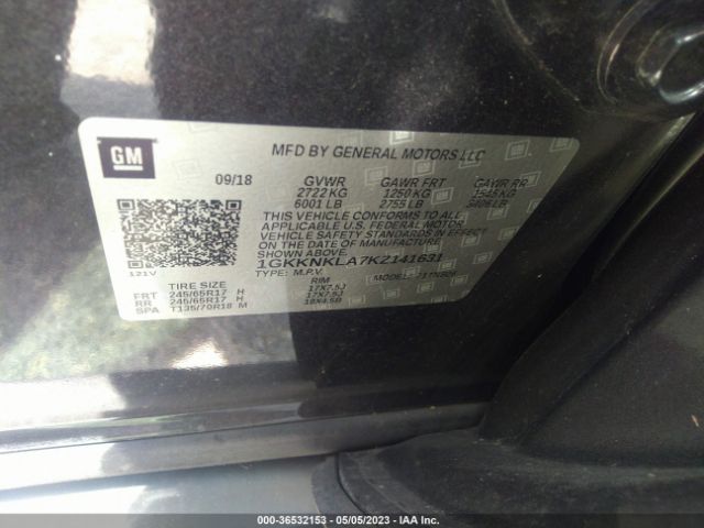 1GKKNKLA7KZ141631 GMC ACADIA SLE