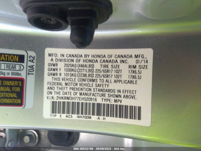 Honda Cr-v Ex-l 2014 2HKRM3H77EH520916 Image 9