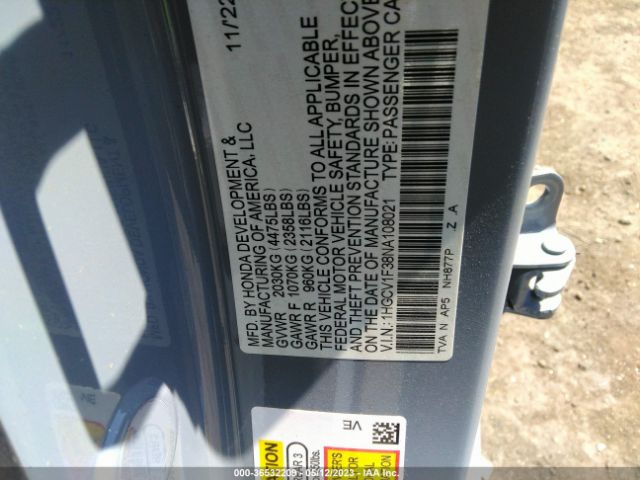1HGCV1F38NA108021 Honda Accord Sedan Sport