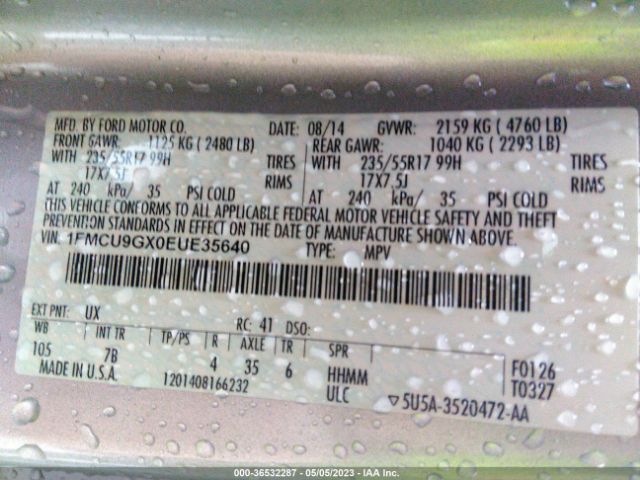 1FMCU9GX0EUE35640 Ford ESCAPE SE