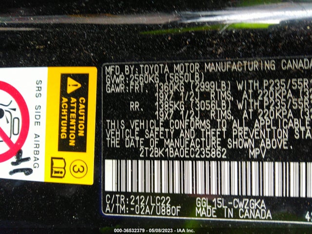 2T2BK1BA0EC235862 Lexus RX 350