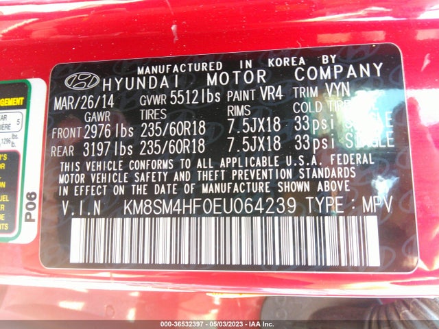 Hyundai Santa Fe Gls 2014 KM8SM4HF0EU064239 Image 11