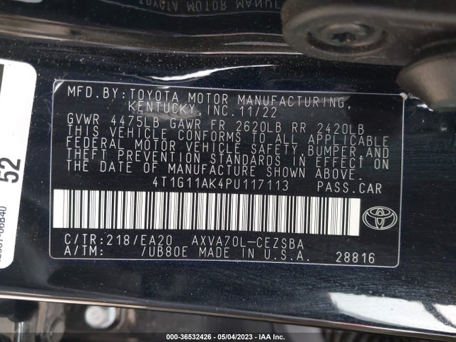 2023 Toyota Camry, VIN: 4T1G11AK4PU117113