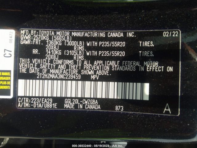 Lexus Rx Rx 350 2022 2T2HZMAA3NC239459 Image 10
