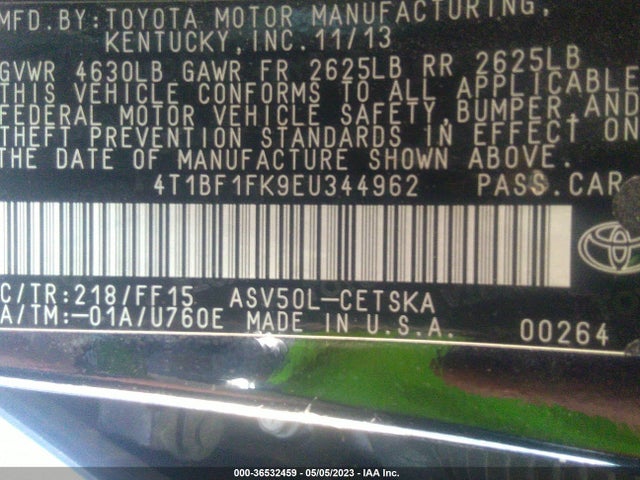 Toyota CAMRY SE 2014 4T1BF1FK9EU344962 Image 9
