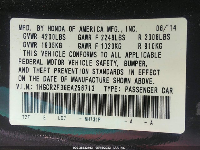 Honda Accord Sedan Lx 2014 1HGCR2F36EA256713 Image 9