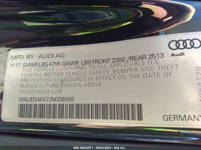 WAUENAF47JN008668 Audi A4 Premium Plus