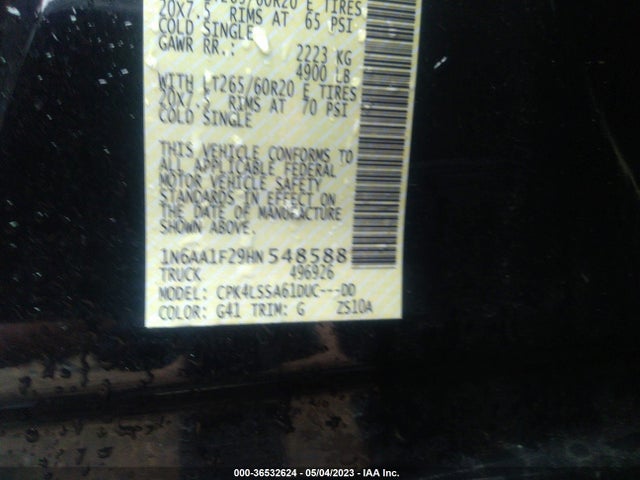 Nissan Titan Xd Sv 2017 1N6AA1F29HN548588 Image 10