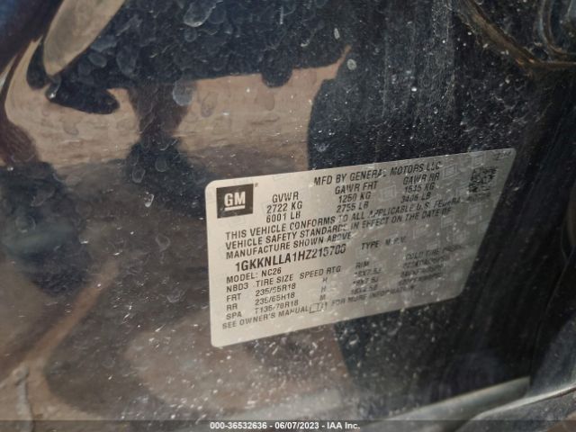 1GKKNLLA1HZ215706 GMC ACADIA SLE