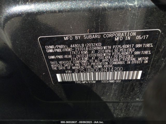 JF2SJABC6JH414200 Subaru Forester