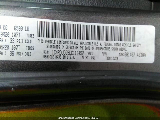 1C4RDJDG5LC116452 Dodge Durango Gt Plus