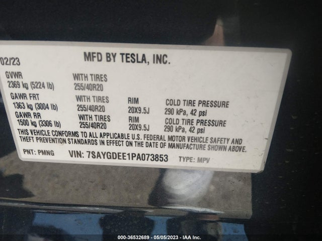 Tesla Model Y Long Range 2023 7SAYGDEE1PA073853 Image 9