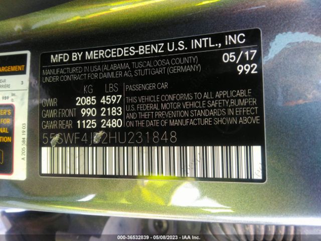 55SWF4JB2HU231848 Mercedes-Benz C-class C 300