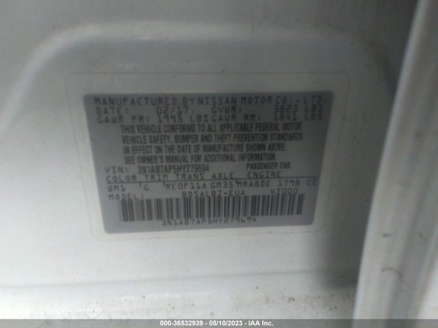 Nissan SENTRA S 2017 3N1AB7AP5HY279694 Image 9