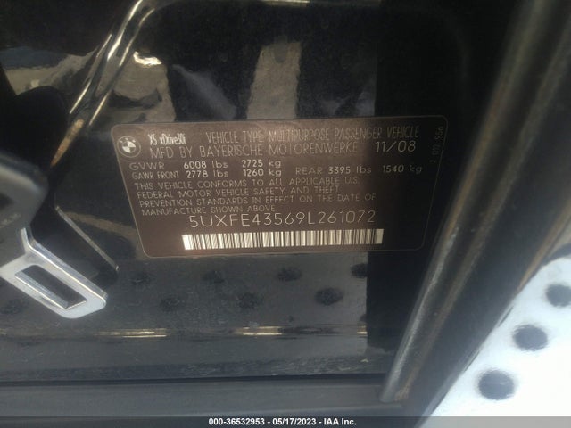 2009 BMW X5 30I VIN: 5UXFE43569L261072