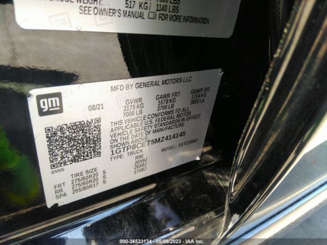 1GTP8CET5MZ414145 GMC Sierra 1500 Elevation