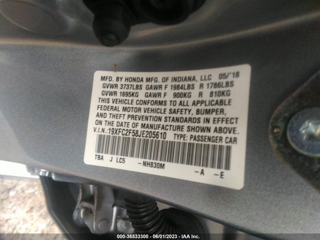 2018 HONDA CIVIC SEDAN LX VIN: 19XFC2F58JE205610