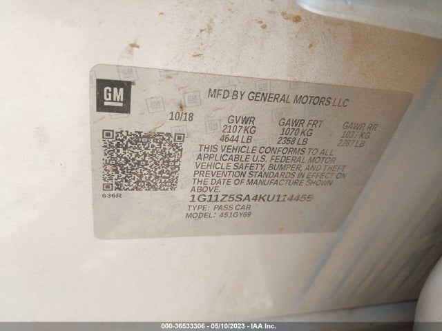 Chevrolet IMPALA LT 2019 1G11Z5SA4KU114455 Image 10