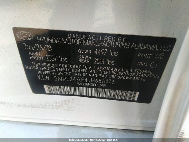 Hyundai SONATA SE 2018 5NPE24AF4JH686476 Image 9
