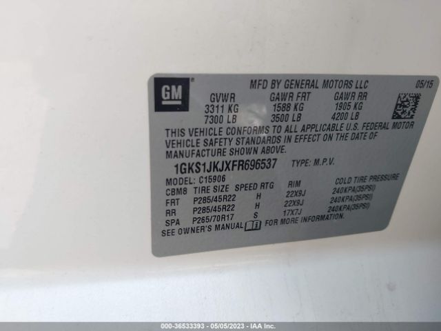 1GKS1JKJXFR696537 GMC YUKON XL DENALI
