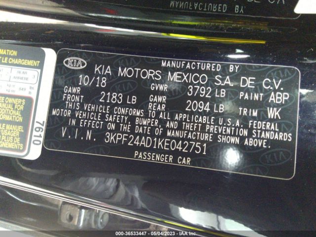 3KPF24AD1KE042751 KIA Forte Lxs