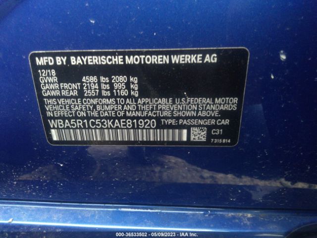 WBA5R1C53KAE81920 BMW 3 Series 330i