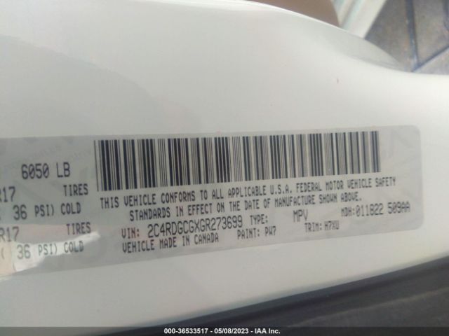 2C4RDGCGXGR273699 Dodge Grand Caravan Sxt