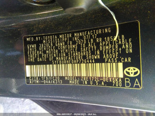Toyota Corolla L/le/xle/se 2017 5YFBURHE0HP726444 Image 11