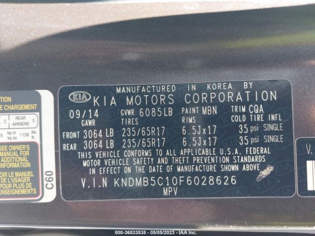 KNDMB5C10F6028626 KIA SEDONA LX