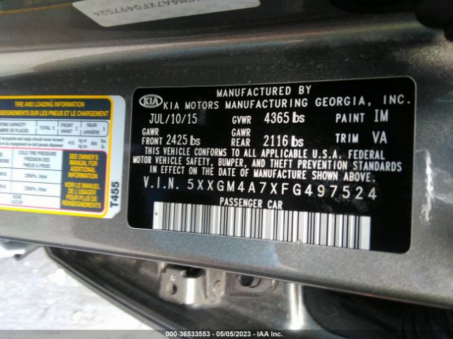 5XXGM4A7XFG497524 KIA Optima Lx