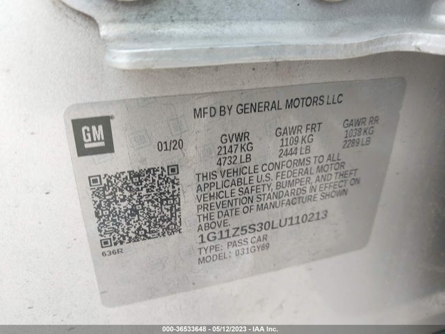 Chevrolet IMPALA LT 2020 1G11Z5S30LU110213 Image 9
