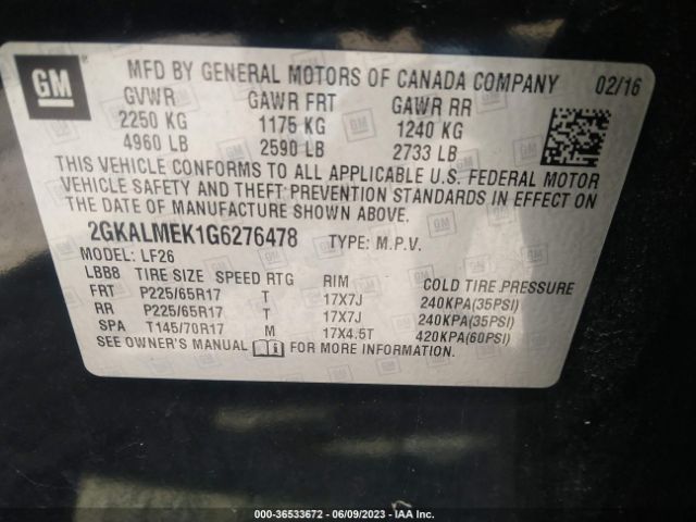 2GKALMEK1G6276478 GMC Terrain Sle
