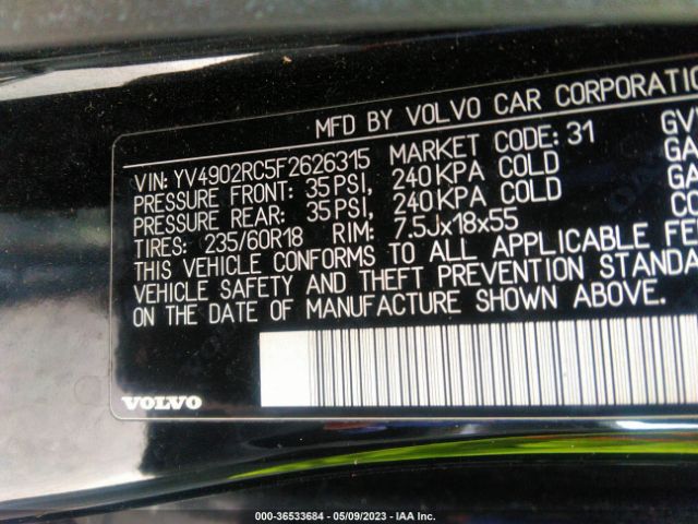 YV4902RC5F2626315 Volvo Xc60 T6 Premier Plus