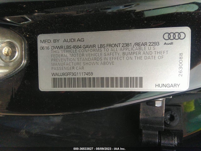 WAUJ8GFF3G1117459 Audi A3 2.0t Premium Plus