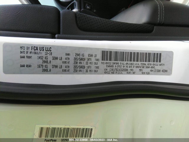 1C4RJFBG1KC628300 Jeep Grand Cherokee Limited X