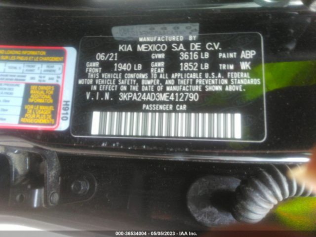 3KPA24AD3ME412790 KIA RIO LX