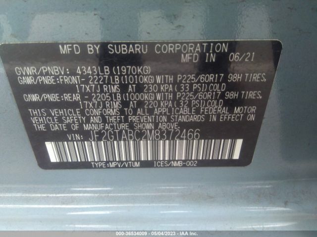 JF2GTABC2M8372466 Subaru Crosstrek