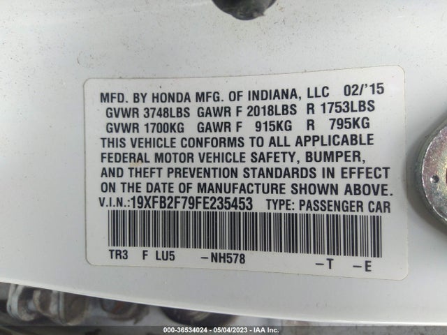 Honda Civic Sedan Se 2015 19XFB2F79FE235453 Image 9