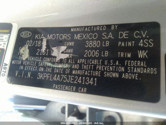3KPFL4A75JE241341 KIA FORTE LX